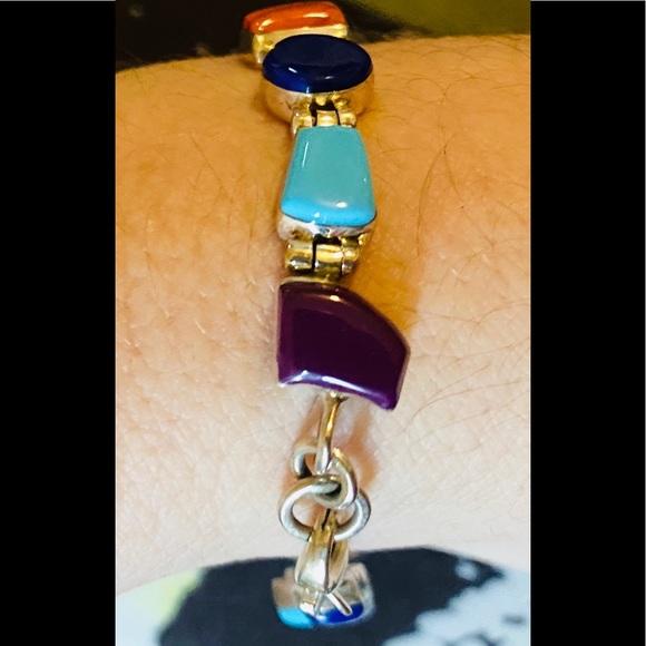 HP💕Vintage Navajo Multi-Gemstone .925 Bracelet - Picture 2 of 6